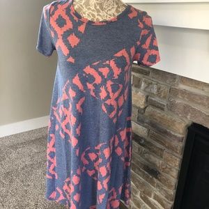 Lularoe Carly Dress Grey/Coral XXS